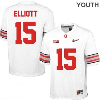 Ohio State Buckeyes Youth Ezekiel Elliott #15 White Authentic Nike Diamond Quest Playoff College NCAA Stitched Football Jersey GZ19Z45OS